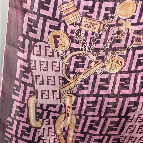 Fendi silk scarf featuring the brand's iconic Zucca logo pattern - Picture 14 of 15